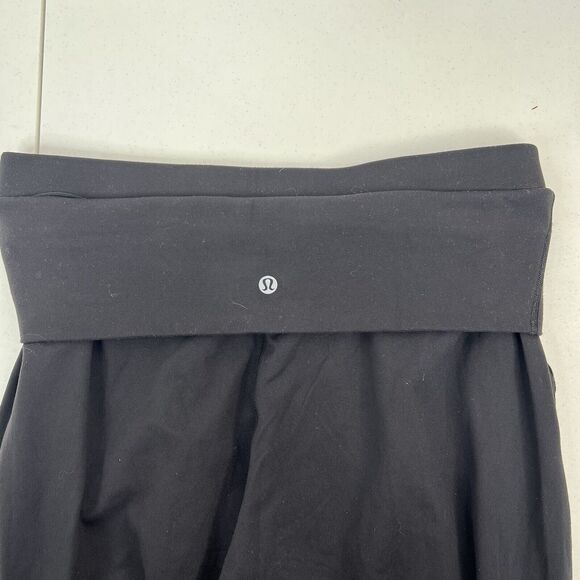 Lululemon Size 10 Pants Sun Salutation Crop Black Fold Over Waist Ruched Loose - Picture 10 of 14